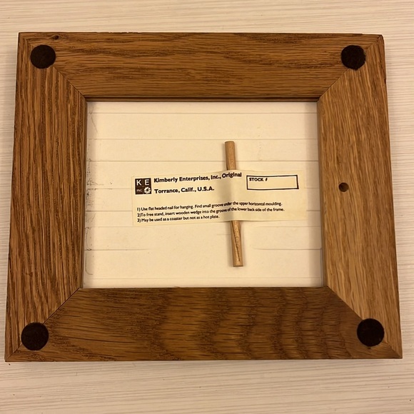 Signed 1960s Rolland Hendrickson Couple in Wood Barrel Tub Framed Sepia tile - Picture 6 of 7